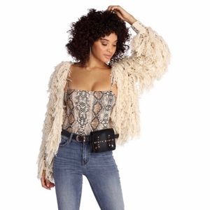 QUII tassel knit open jacket